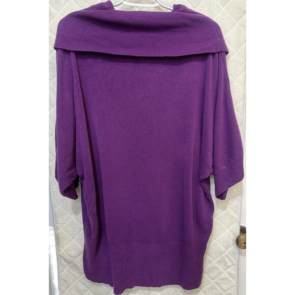 Avenue Women's Plus Purple Cowl Neck Acrylic Loose Half Sleeve Sweater 22-24 - Picture 2 of 5